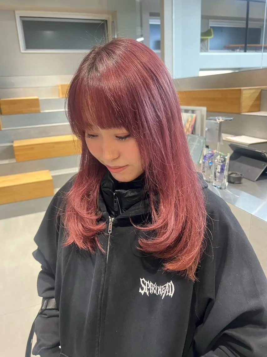 セミロング カラー ラベンダーカラー ピンクカラー ピンクラベンダー レイヤーカット カット ヘアカラー トリートメント 吉沢遣人/レイヤー 艶カラー/抜け感のヘアスタイル