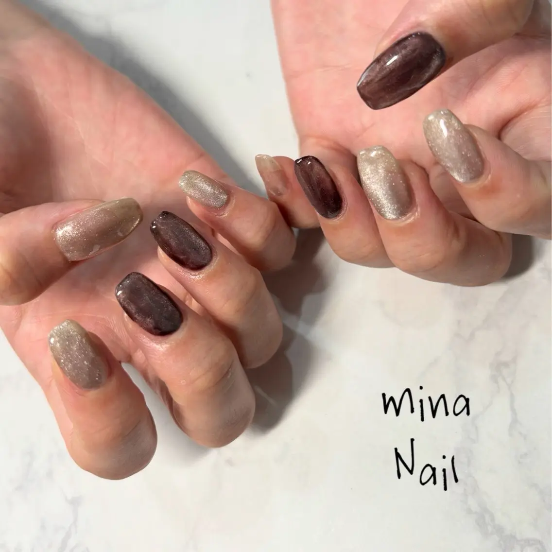 ネイル マグネットネイル ピンク mina Nailのネイルデザイン