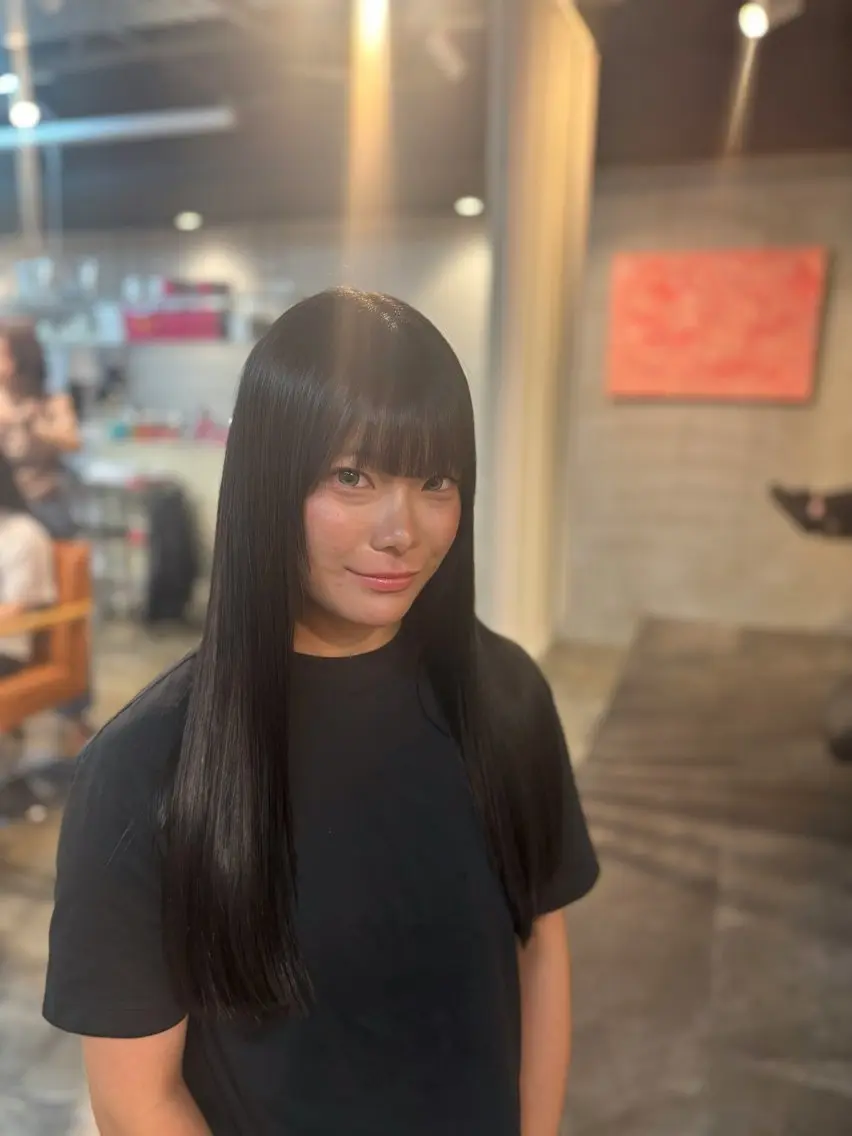 ロング ケアカラー 髪質改善 ロング トリートメント カット ヘアカラー トリートメント のどか 縮毛矯正/ショートのヘアスタイル