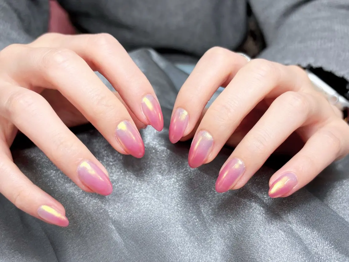 ネイル オーロラネイル ハンドネイル H3 Nail Tsuki🦋💙のネイルデザイン