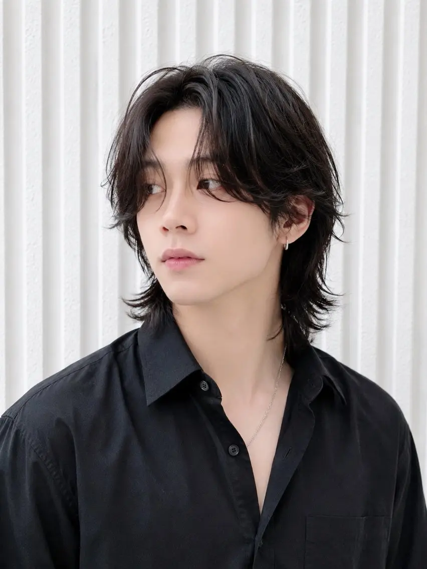 パーマ メンズ センターパート メンズウルフカット ウルフカット ニュアンスパーマ カット パーマ ✨店長 鈴木輝✨のヘアスタイル