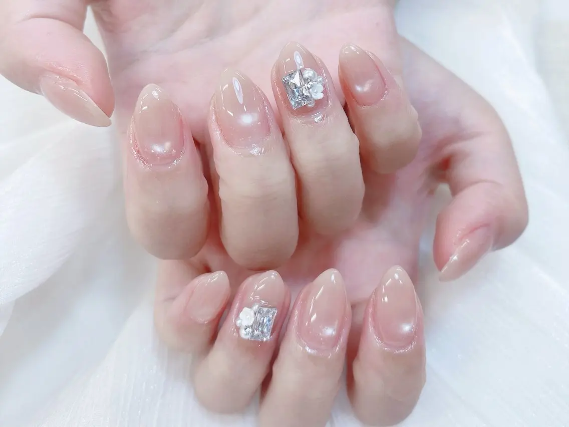 ネイル チークネイル 成人式 フレンチネイル グラデーション 氷ネイル・うるうるネイル ハンドネイル DUO MI nail salonのネイルデザイン