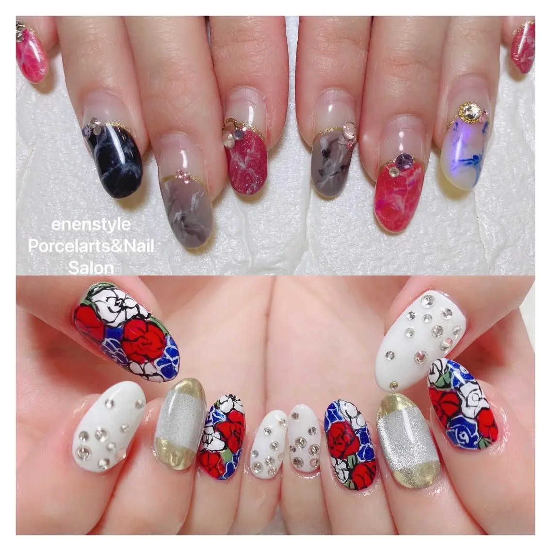 ミディアム ネイル ハンドネイル 🐾enen style 🐾のネイルデザイン