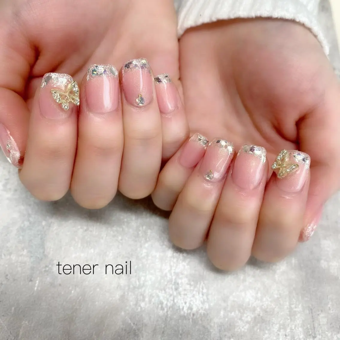 ネイル フレンチネイル ガラスフレンチ テネルネイル tener nailのネイルデザイン