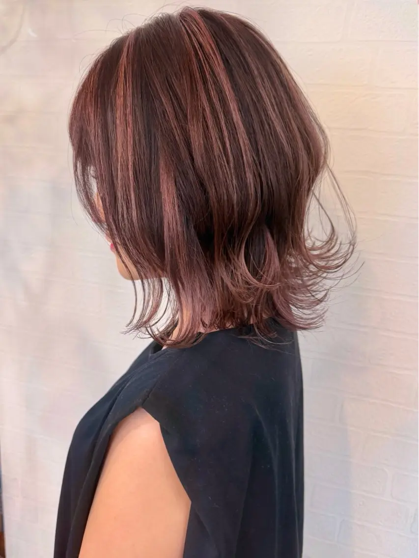 ミディアム ハイライト レイヤーカット Re:ta Hair 飯田淳平のヘアスタイル