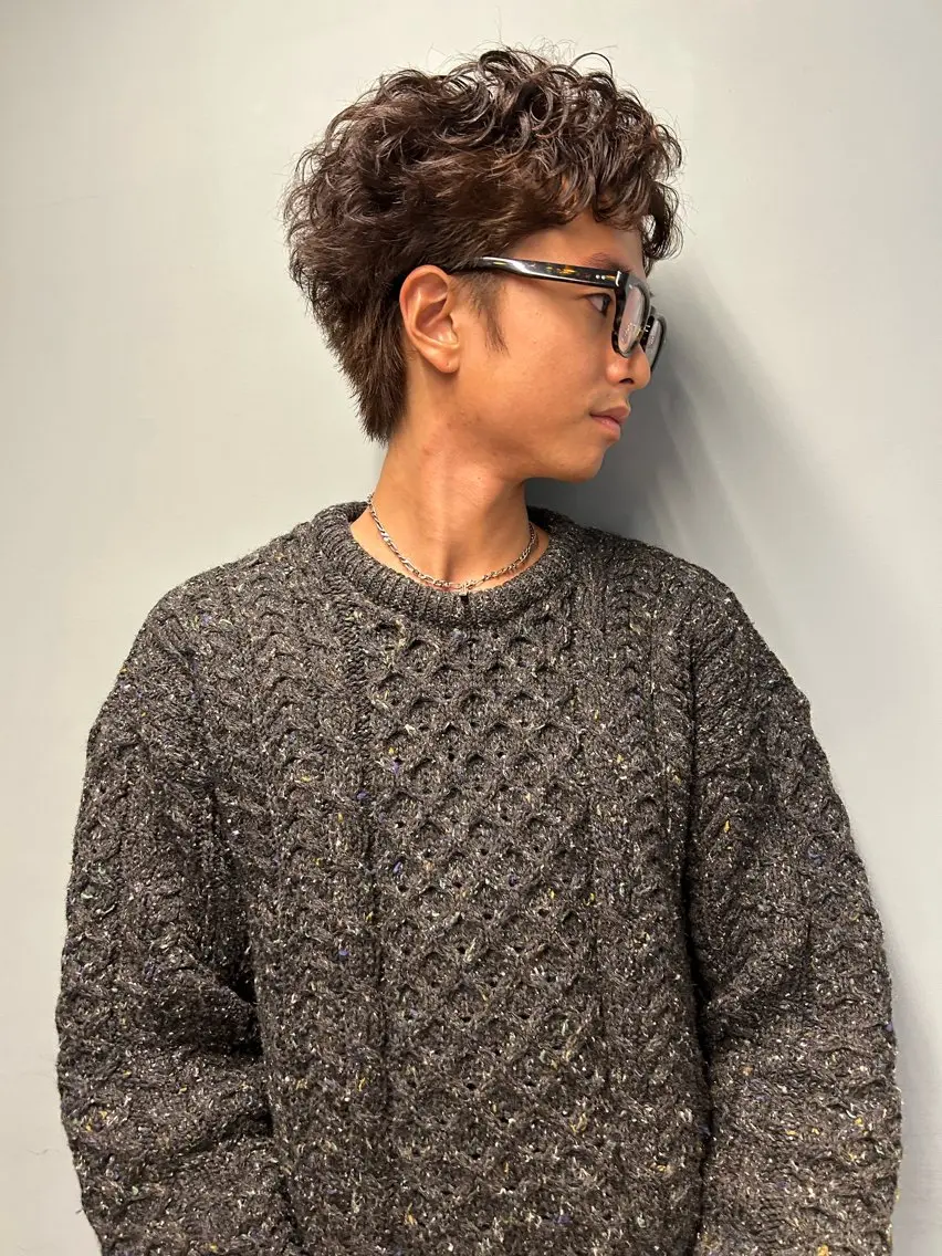 カラー パーマ メンズ 波巻きパーマ ニュアンスパーマ メンズパーマ本町/ 心斎橋ナカムラヒロトのヘアスタイル