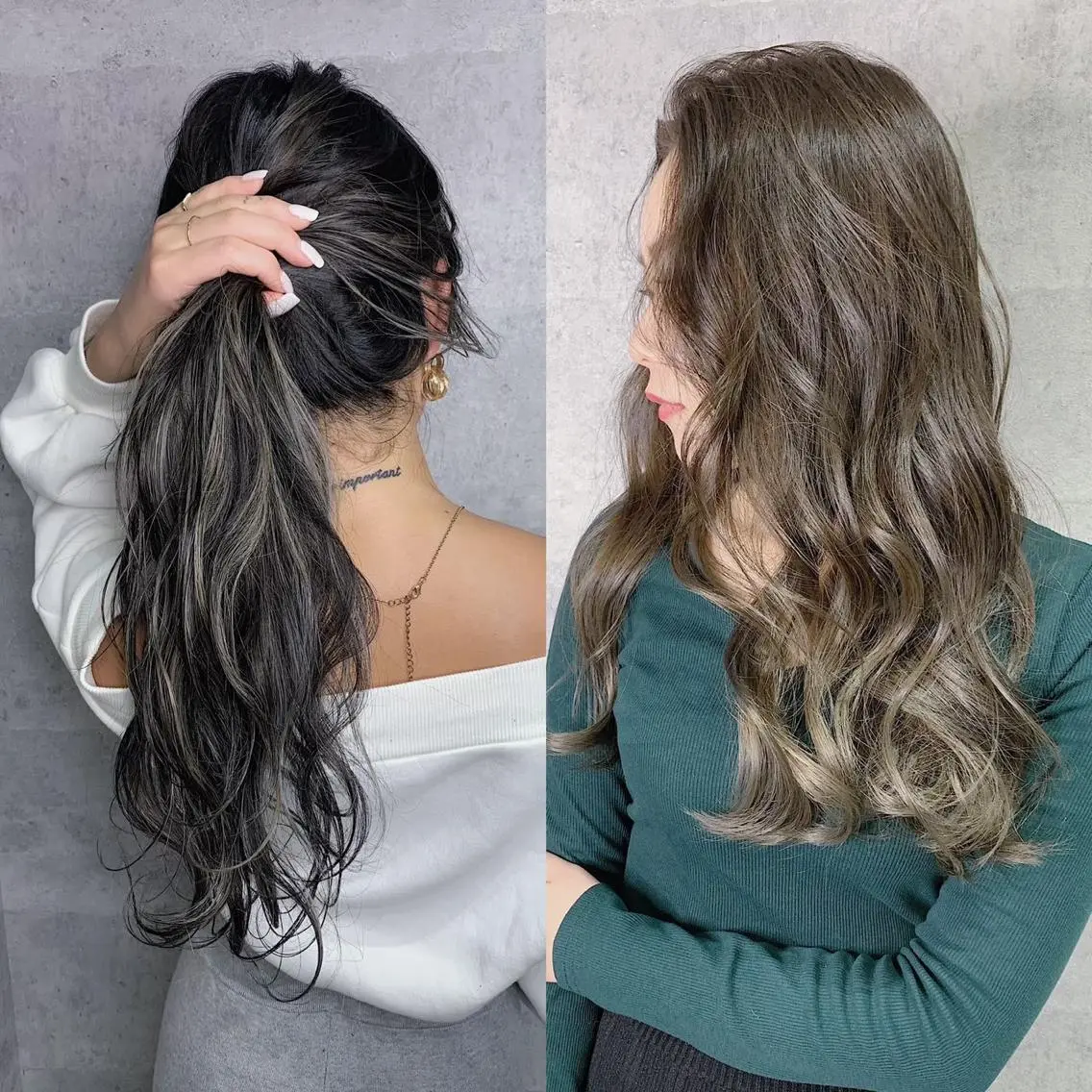 セミロング カラー _WHITE 高槻のヘアスタイル