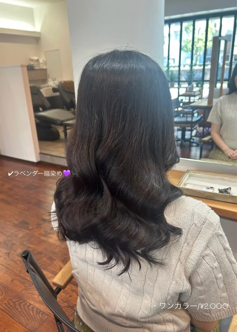セミロング カラー 黒髪 ラベンダーカラー ヘアカラー 佐藤光華/JANU /カラーモデルのヘアスタイル