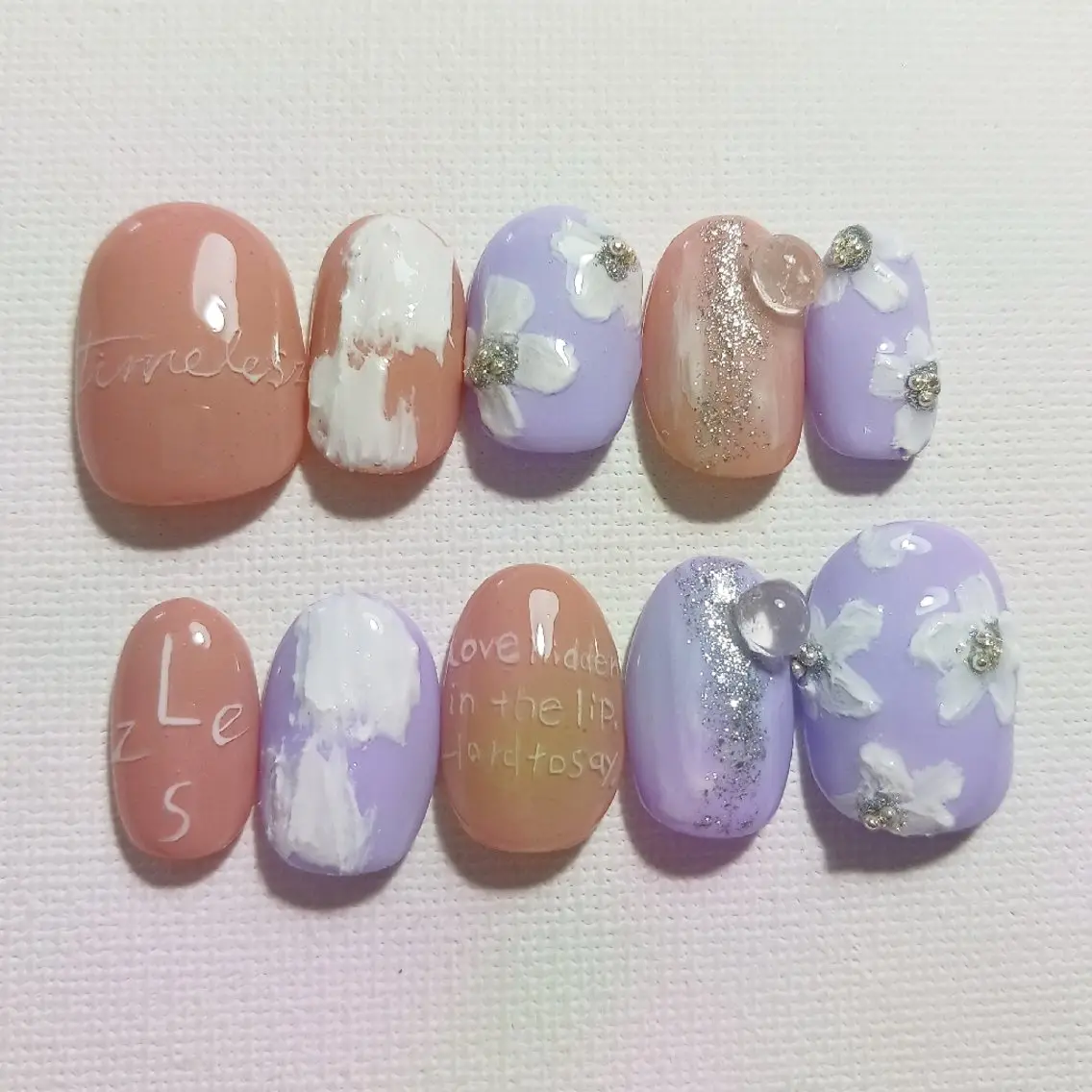ネイル フラワーネイル ジェルネイル 持ち込み ショートネイル ハンドネイル owlnail /持込みデザイン専門のネイルデザイン