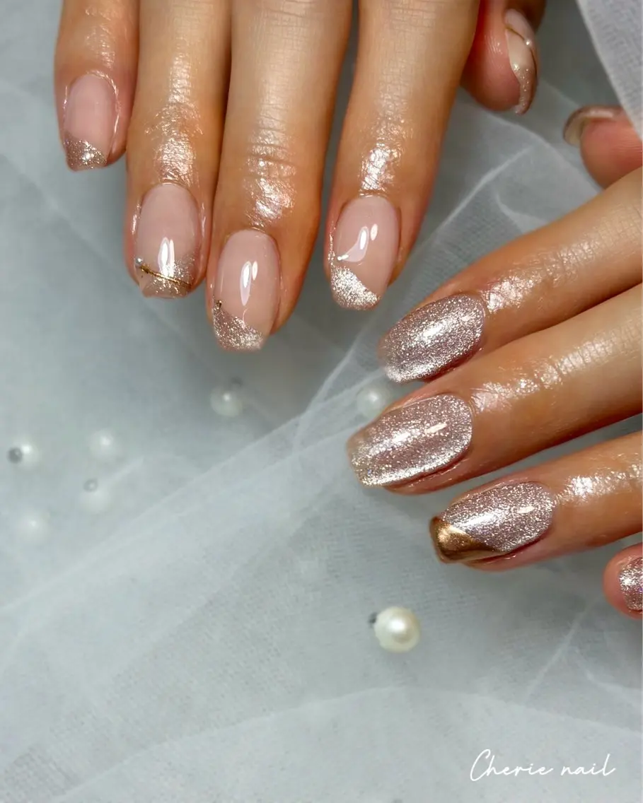 ネイル ジェルネイル マグネットネイル ミラーネイル ニュアンスネイル ピンク ハンドネイル Cherienail yunaのネイルデザイン