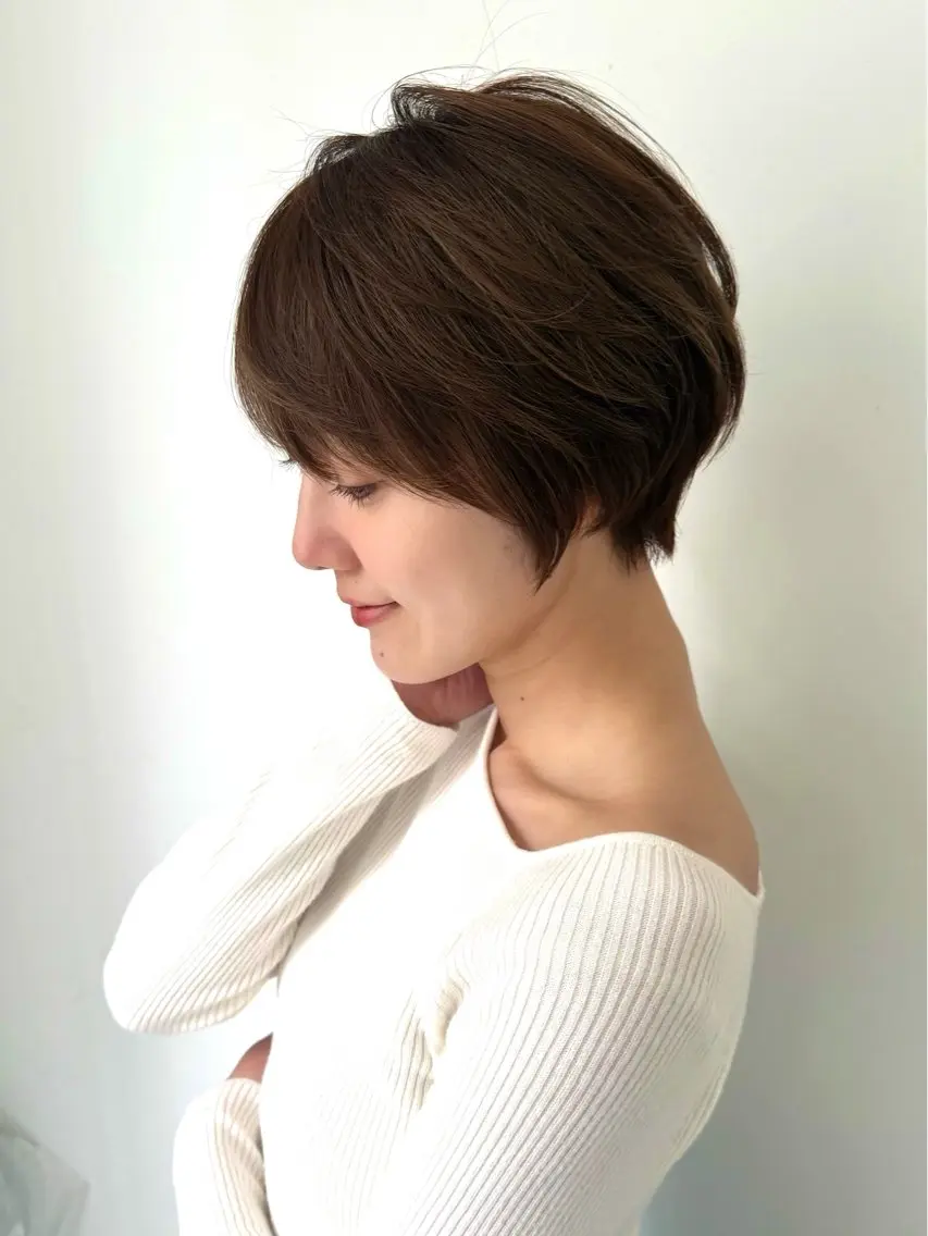 ショート ボブ 顔周りカット 髪質改善 韓国風ヘア レイヤーカット 大人美人ショート 杉浦主馬のヘアスタイル
