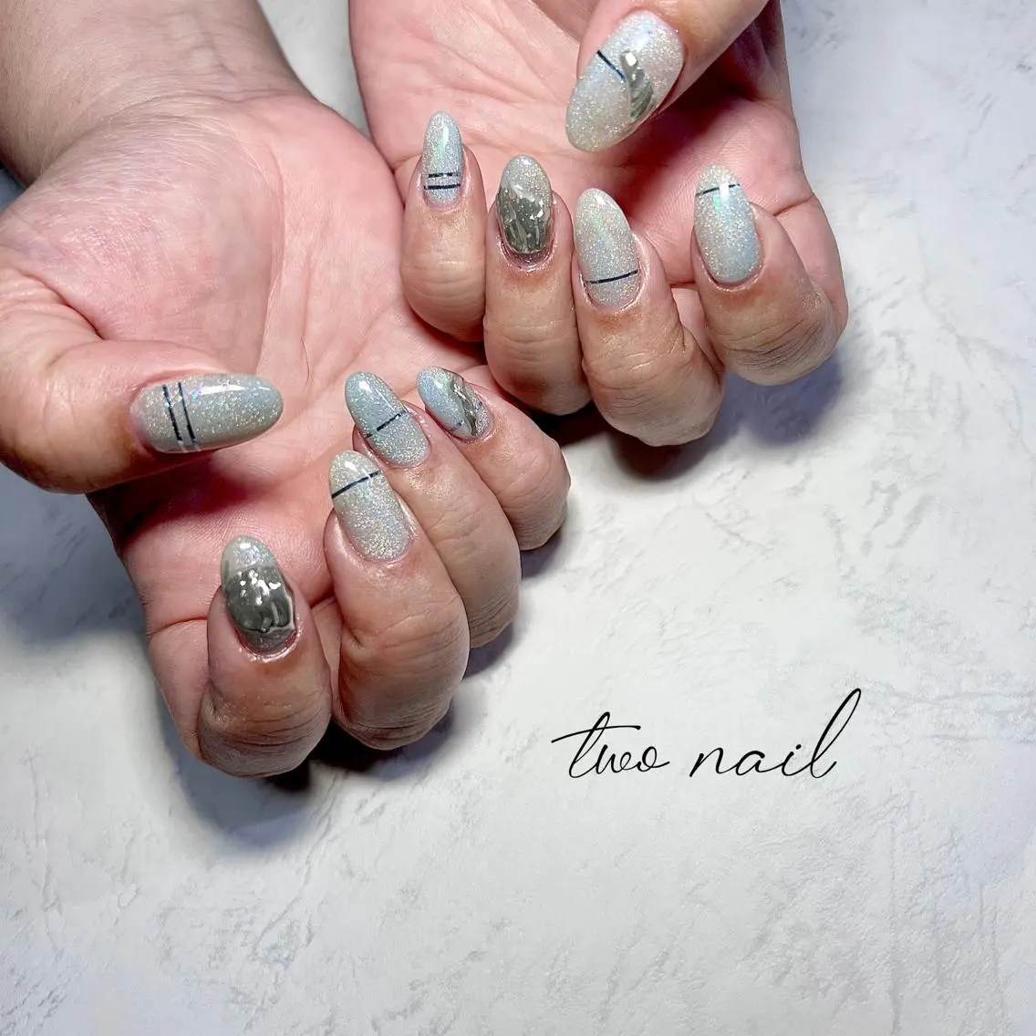 ネイル アートネイル フットネイル ハート マグネットネイル ニュアンスネイル two nailのネイルデザイン