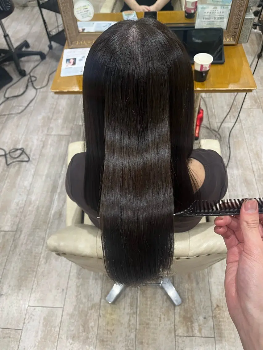 ロング カラー パーマ 髪質改善 縮毛矯正 カット ヘアカラー 縮毛矯正 トリートメント ヘッドスパ 美髪縮毛矯正/ 極髪質改善/ヨウスケのヘアスタイル