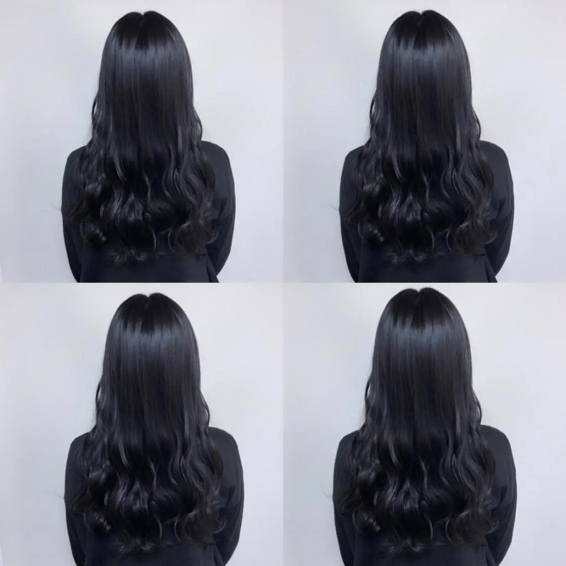 ロング カラー 黒髪 ブルーカラー ブルーブラック 透明感カラー Shiho お洒落な エクステ♡ハイトーンのヘアスタイル
