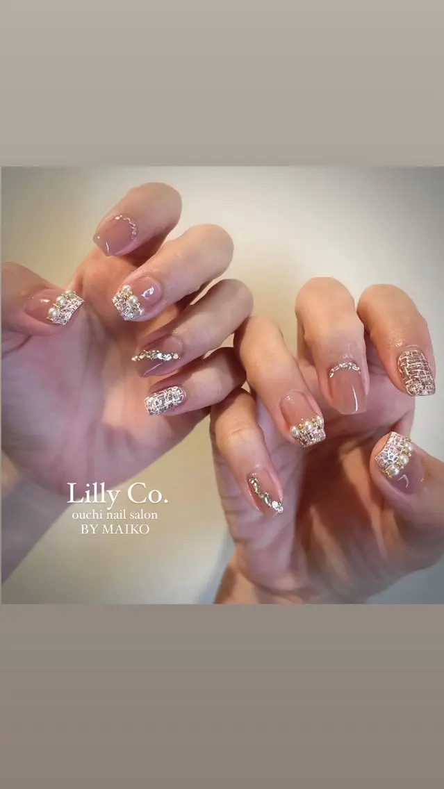 ネイル ツイードネイル ハンドネイル ハンドケア Lilly Co.のネイルデザイン