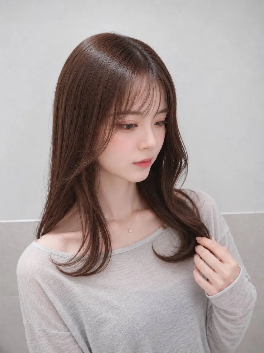 セミロング ケアカラー 縮毛矯正✨艶髪 シノハラ✨髪質改善のヘアスタイル