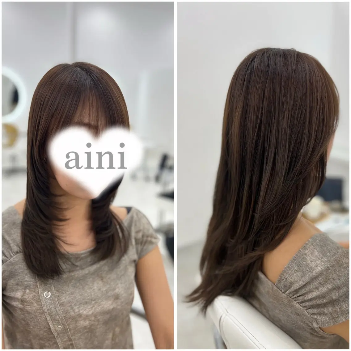ロング カラー カット ヘアカラー トリートメント ✄﻿aini天王寺 ✄﻿ゆ乃のヘアスタイル