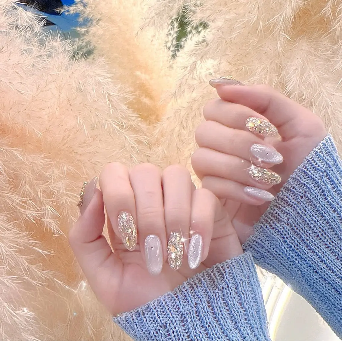 ネイル フレンチネイル キラキラネイル マグネットネイル ミラーネイル ニュアンスネイル MeiMei Nail モデル募集のネイルデザイン