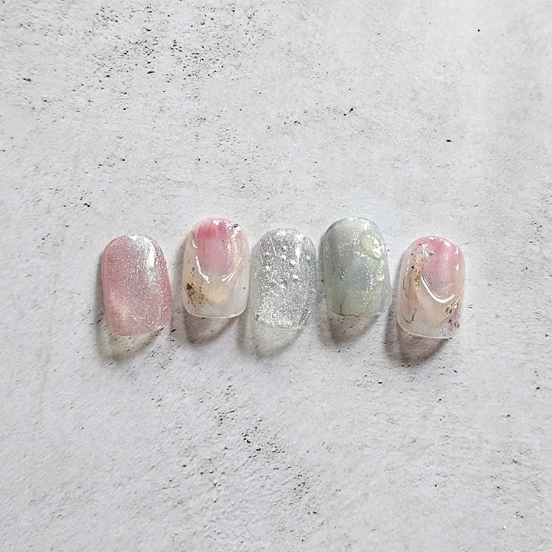 ネイル ブルー ピンク ハンドネイル Nailsalon manoのネイルデザイン
