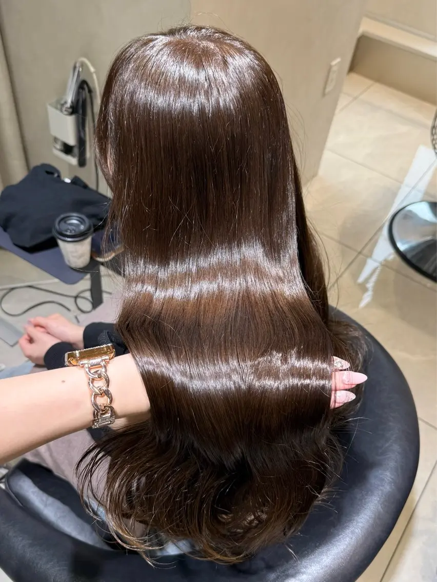 ロング カラー ブラウンカラー ケアカラー チョコレートブラウン トリートメント ヘアカラー トリートメント 韓国ヘア×艶髪🎀 池袋/Rina🩶のヘアスタイル