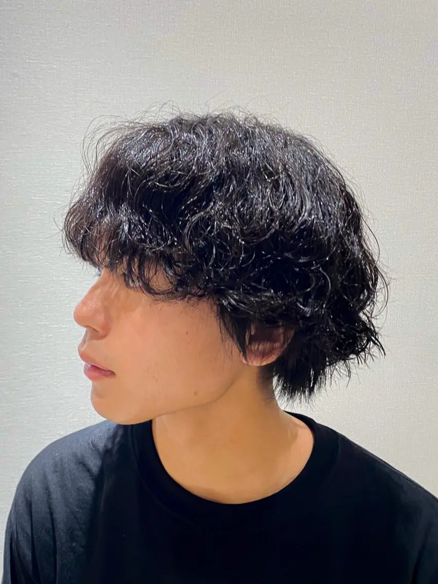 ミディアム パーマ メンズ カット パーマ 三宅健太/レイヤー/ ボブ/透明感カラーのヘアスタイル