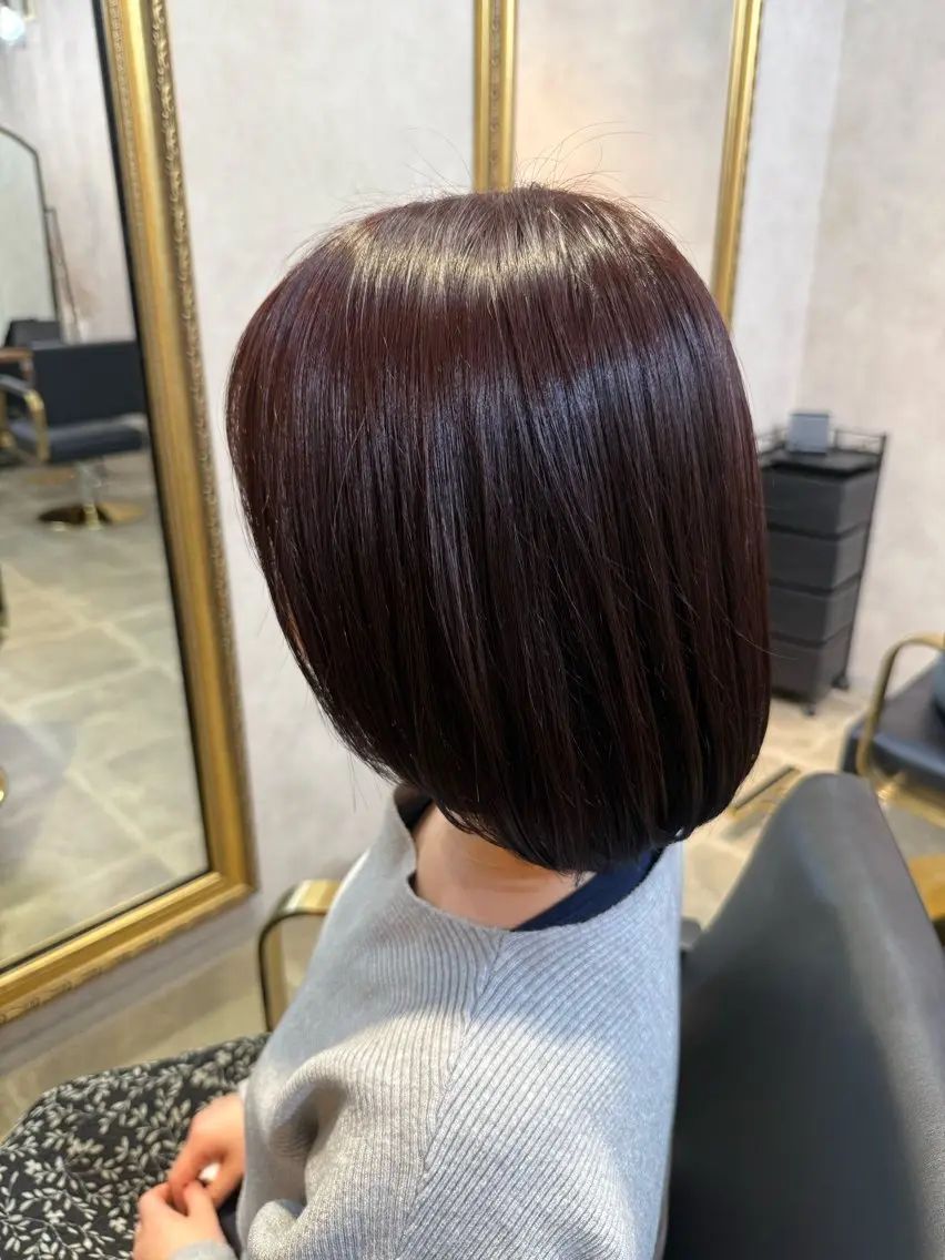 ミディアム カラー ブリーチ ボルドーカラー ブリーチなしカラー maco /カラー・縮毛矯正のヘアスタイル