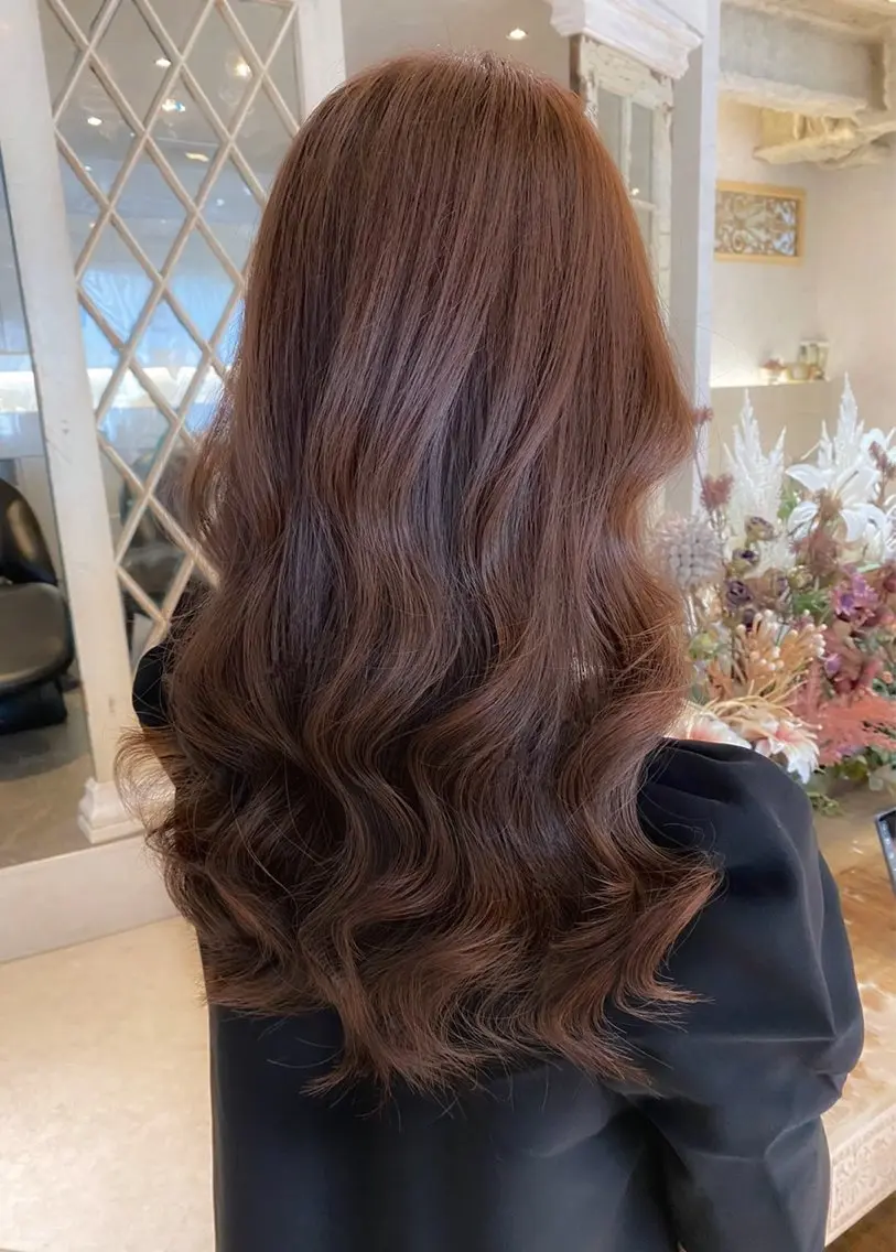 セミロング カラー ベージュカラー 黒髪 ブリーチ ブルーカラー ブルーブラック ヘアカラー トリートメント 木屋元一/透明感 /前髪/レイヤーのヘアスタイル