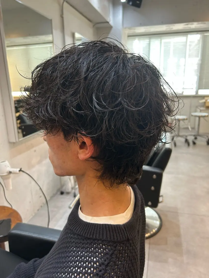 パーマ メンズ 波巻きパーマ メンズウルフカット ウルフカット カット パーマ トリートメント 天神大名メンズ特化 シュウのヘアスタイル