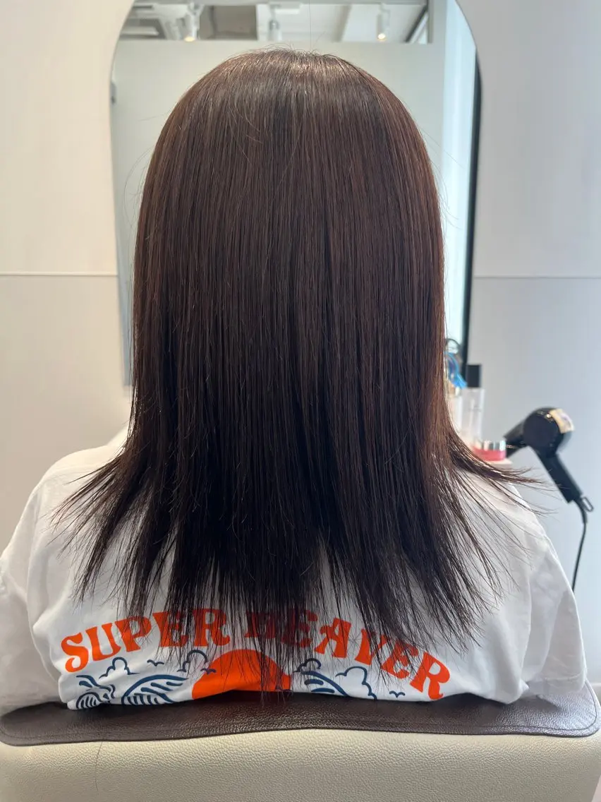 セミロング カラー 髪質改善 トリートメント 藤井 仁紀のヘアスタイル