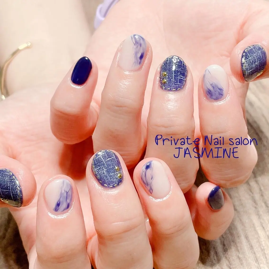 ネイル ブルー ニュアンスネイル Nail salon JASMINEのネイルデザイン
