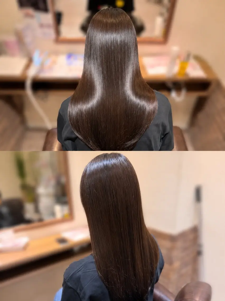 カラー 透明感カラー 秋好 結楽のヘアスタイル