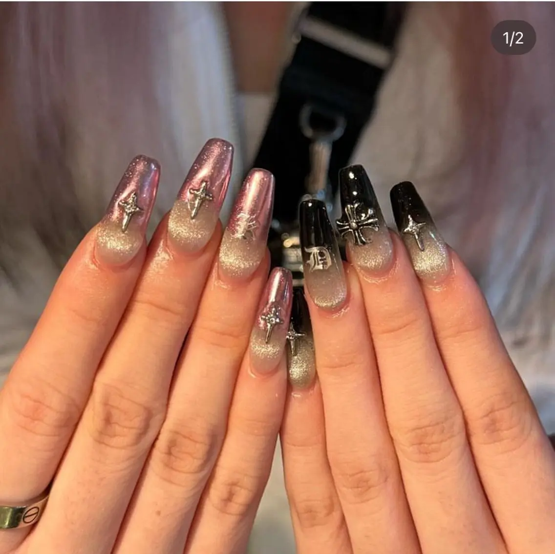 ネイル フレンチネイル ジェルネイル 韓国ネイル マグネットネイル マグネットフレンチ akina nailsのネイルデザイン