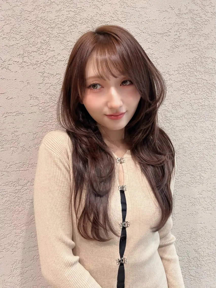 ロング カラー カット ヘアカラー トリートメント 興津/韓国レイヤー ダブルカラー美髪縮毛のヘアスタイル