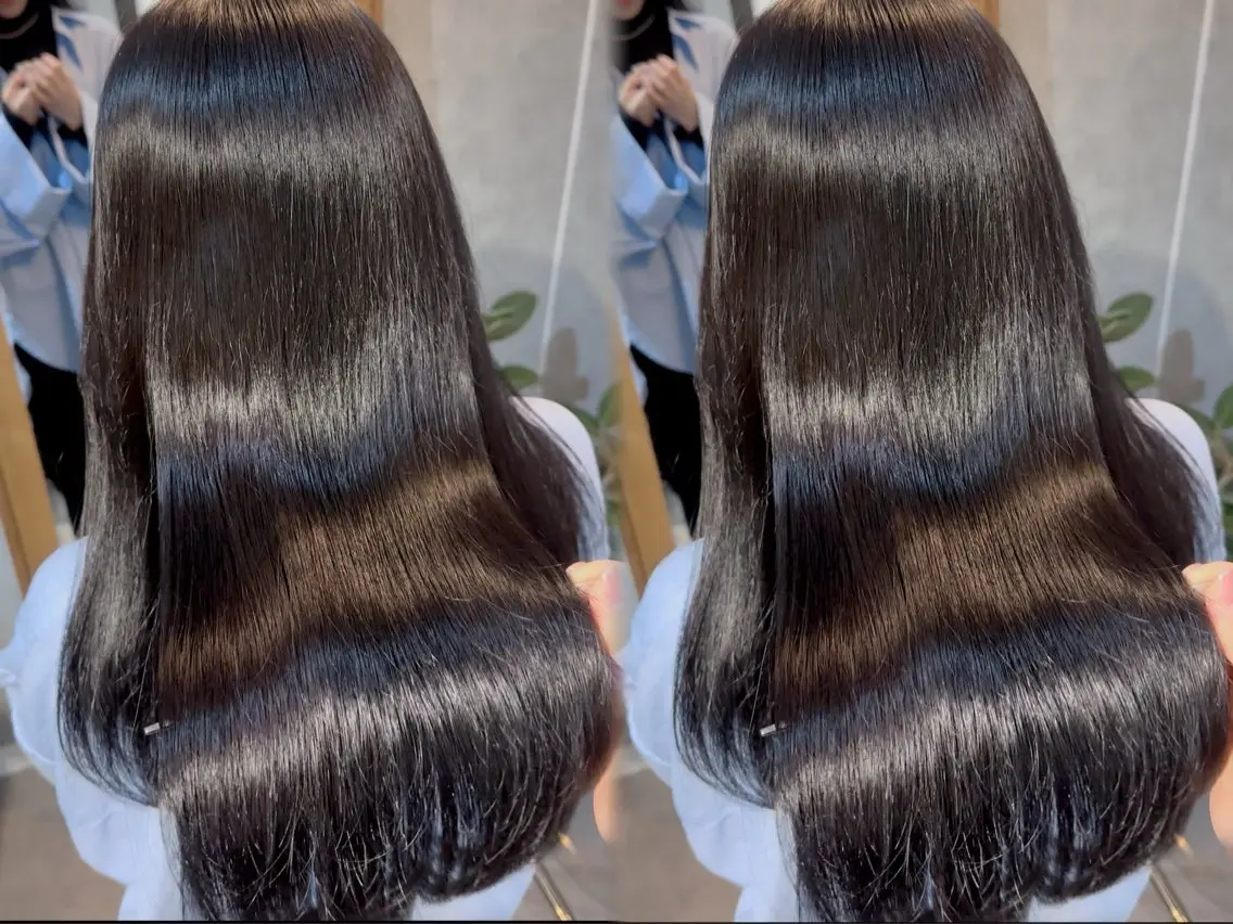 ロング カット 縮毛矯正 トリートメント 銀座レイヤーカット ×シースルー前髪のヘアスタイル