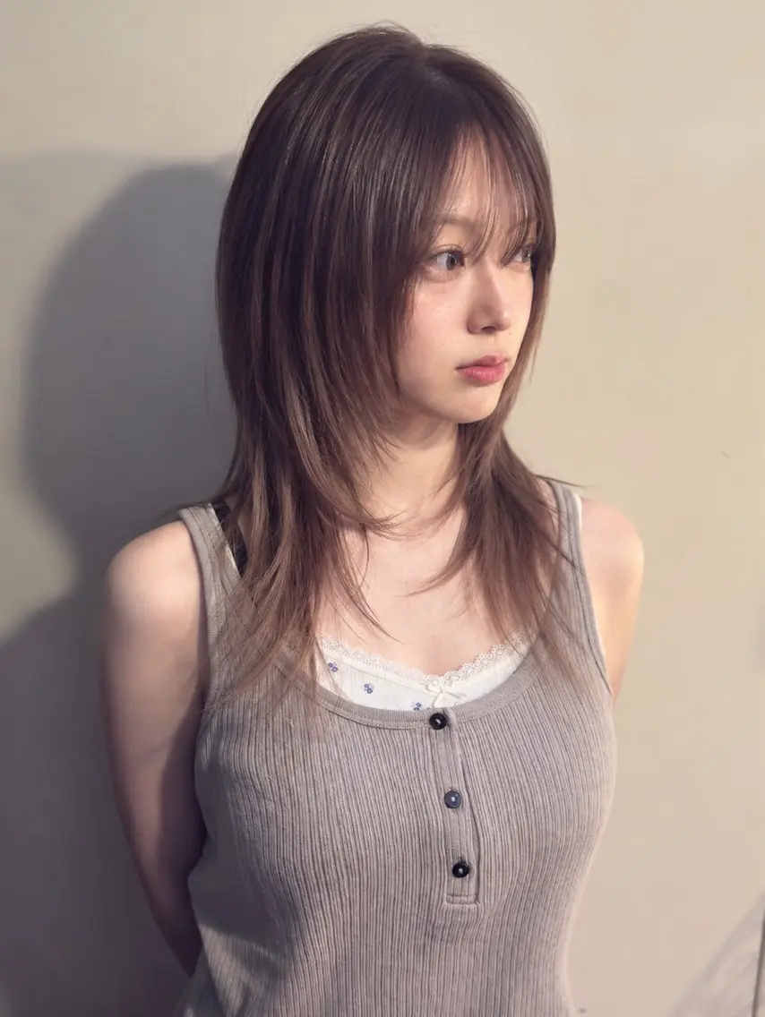 ロング カット 似合わせ痩せるカット 透明感カラー/たけるのヘアスタイル