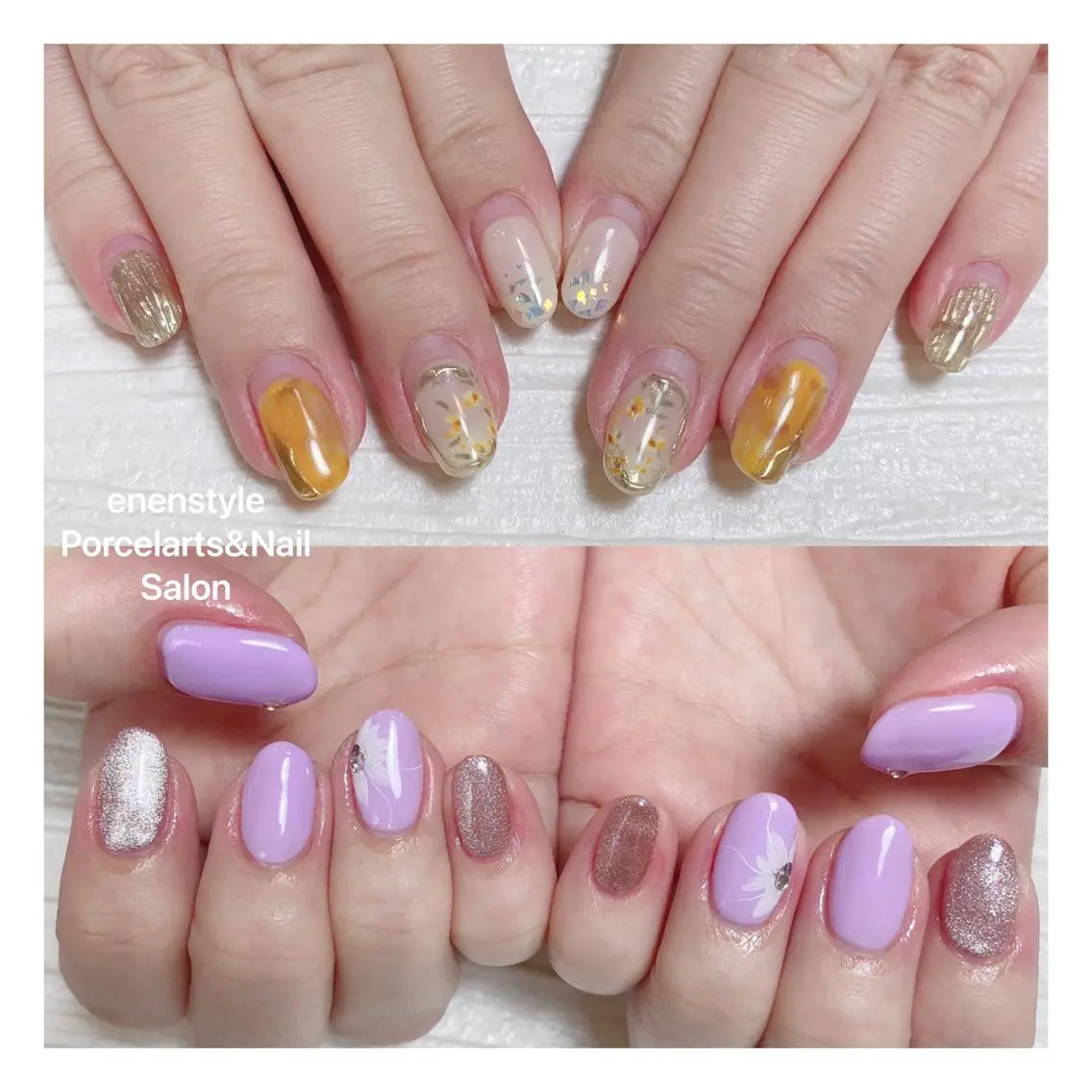 ミディアム ネイル ハンドネイル 🐾enen style 🐾のネイルデザイン