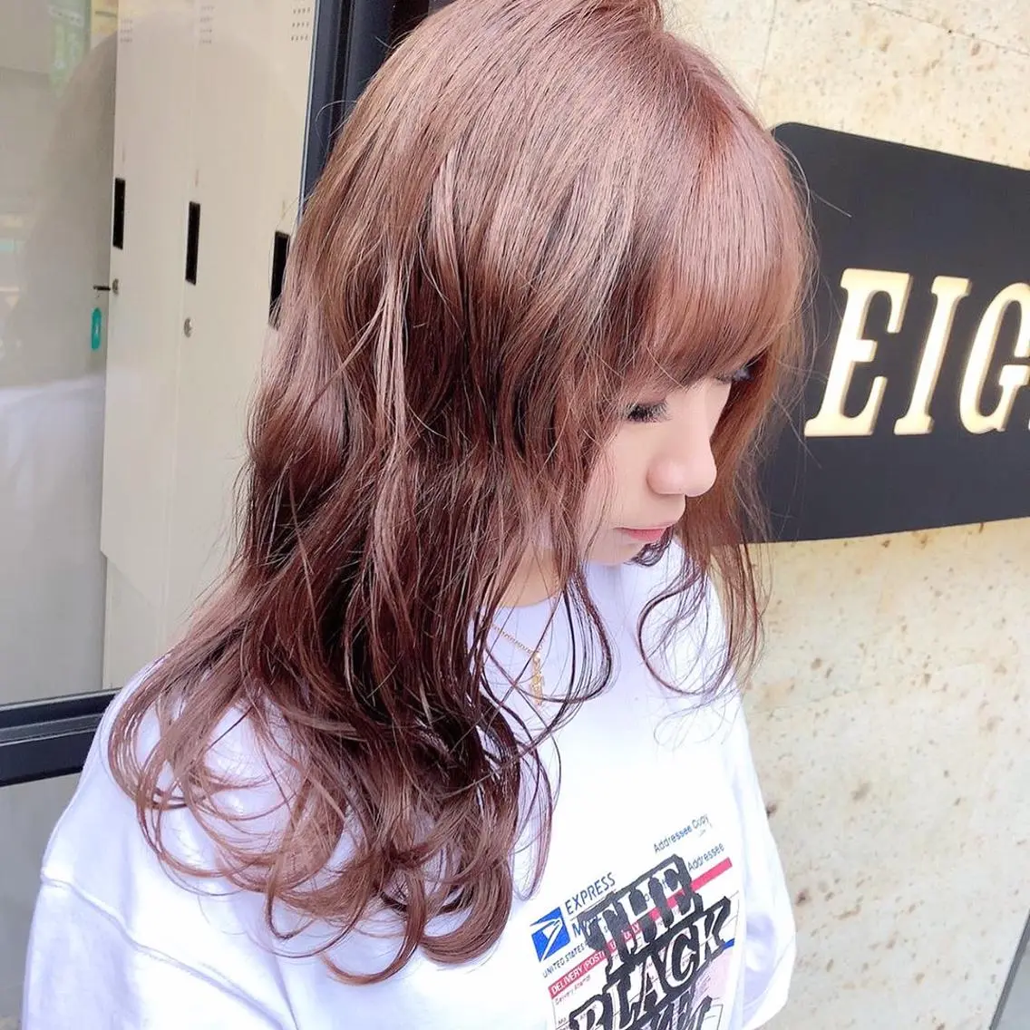 ミディアム カラー ヘアアレンジ カット ヘアカラー トリートメント 髪質改善×ハイトーン 中田啄也のヘアスタイル