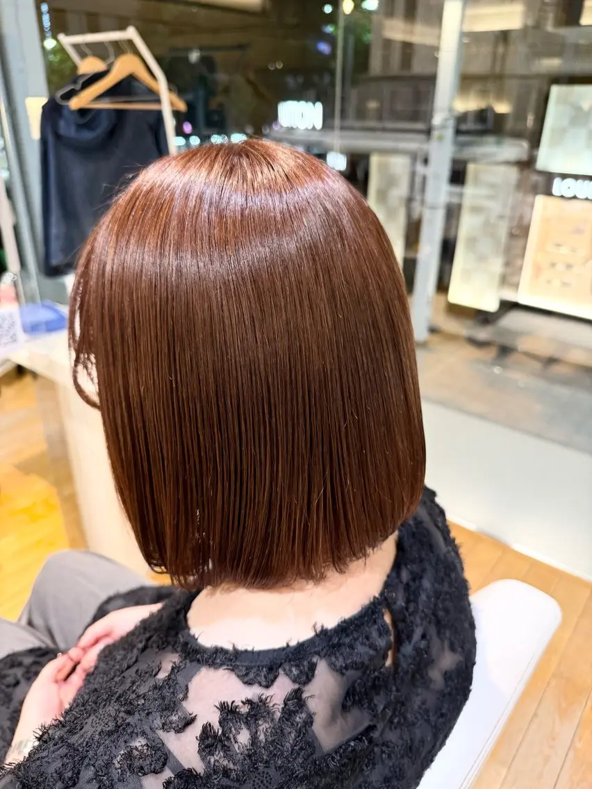 カラー ブラウンカラー オレンジ オレンジブラウン ヘアカラー femme 當田 莉央のヘアスタイル