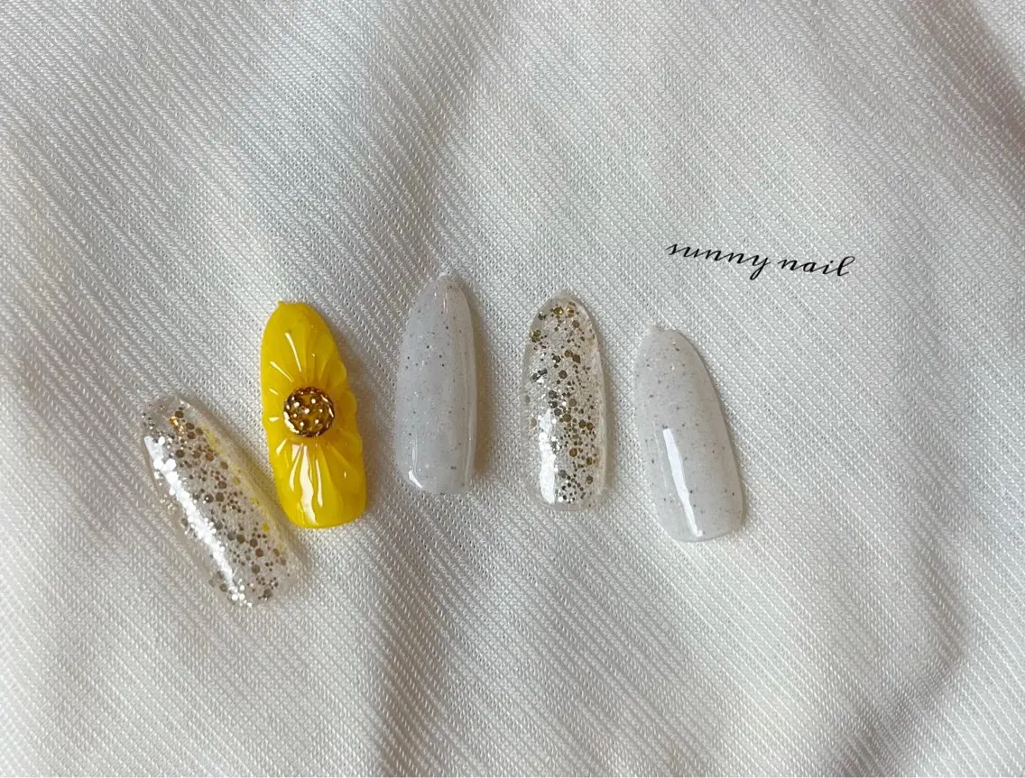 ネイル フラワーネイル ジェルネイル パラジェル ぷっくりネイル 夏ネイル sunny nailのネイルデザイン