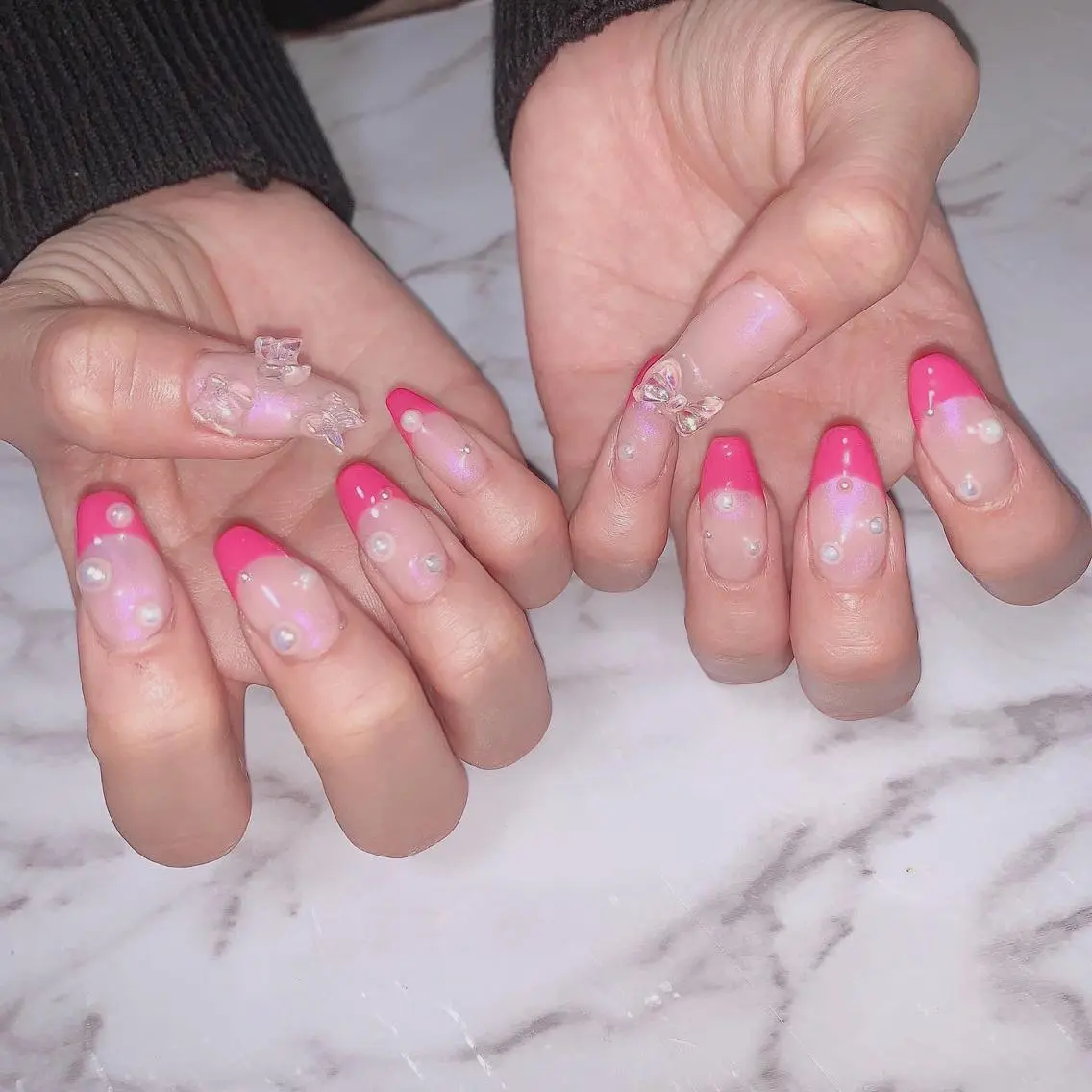 ネイル フレンチネイル リボン Ally's Nailのネイルデザイン