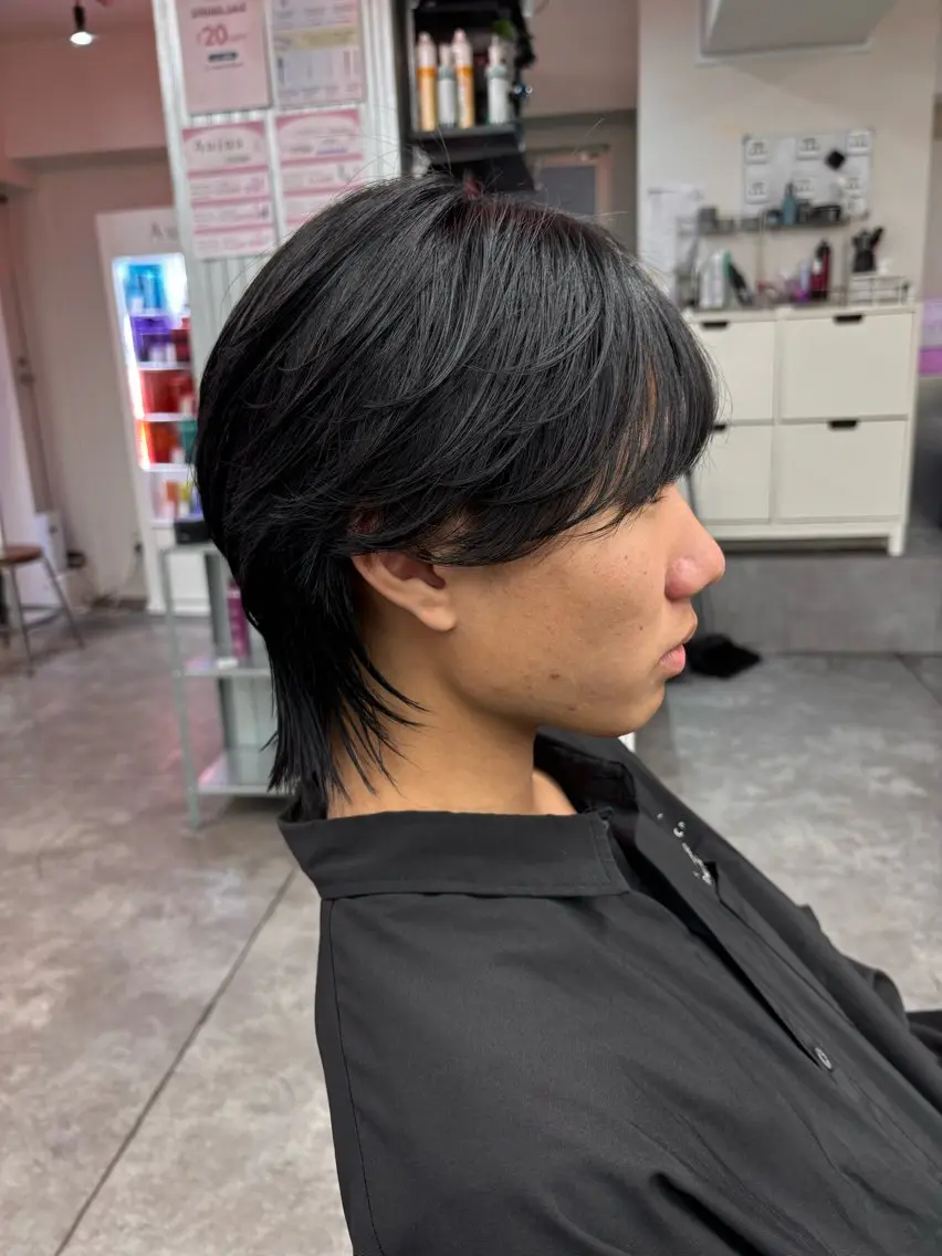 パーマ メンズ メンズ韓国風 メンズウルフカット ウルフカット カット ヘアセット メンズ特化モテヘア 🌙Nanakaの眉毛・アイブロウイメージ