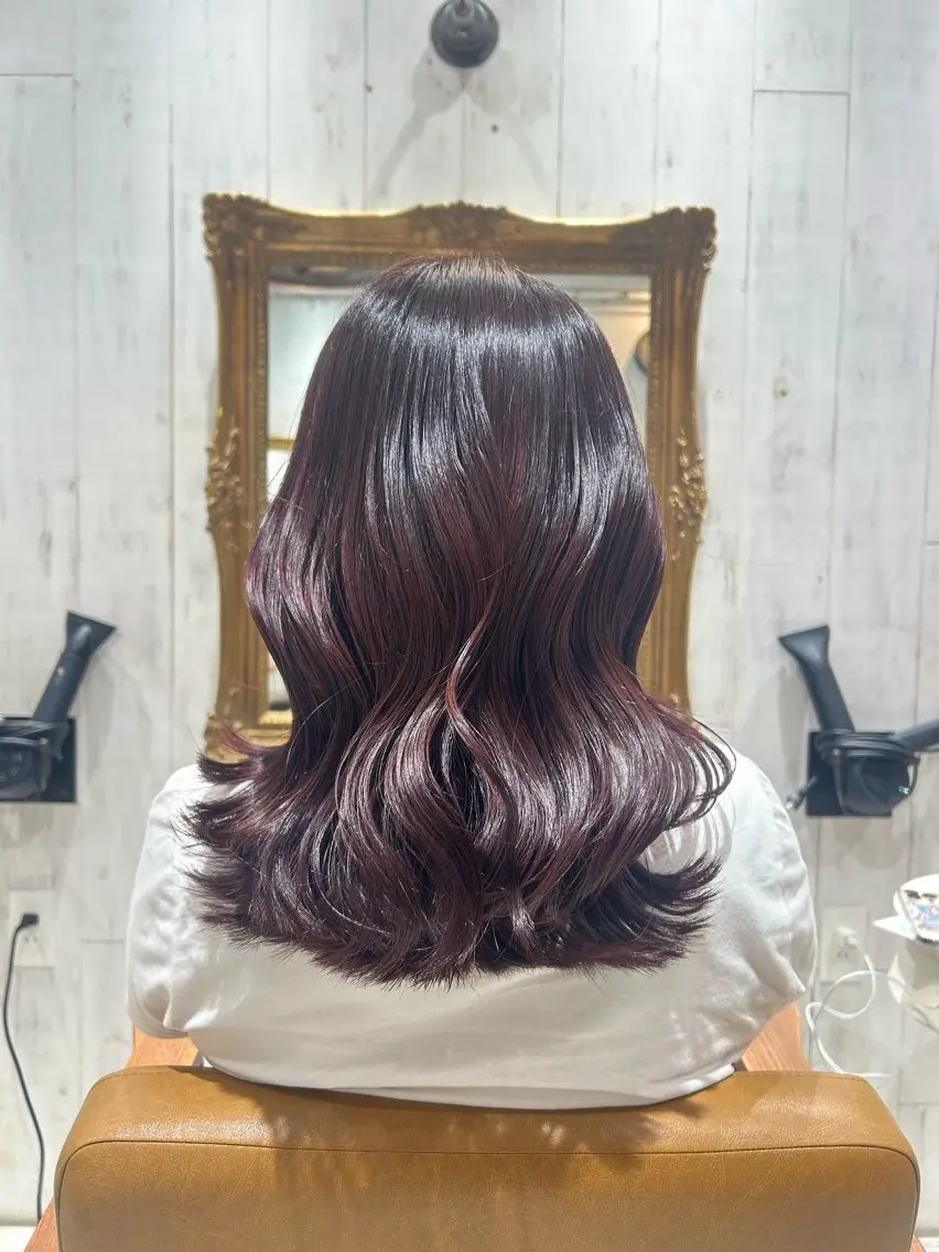 セミロング カラー ヘアアレンジ ヘアカラー re view 日和のヘアスタイル