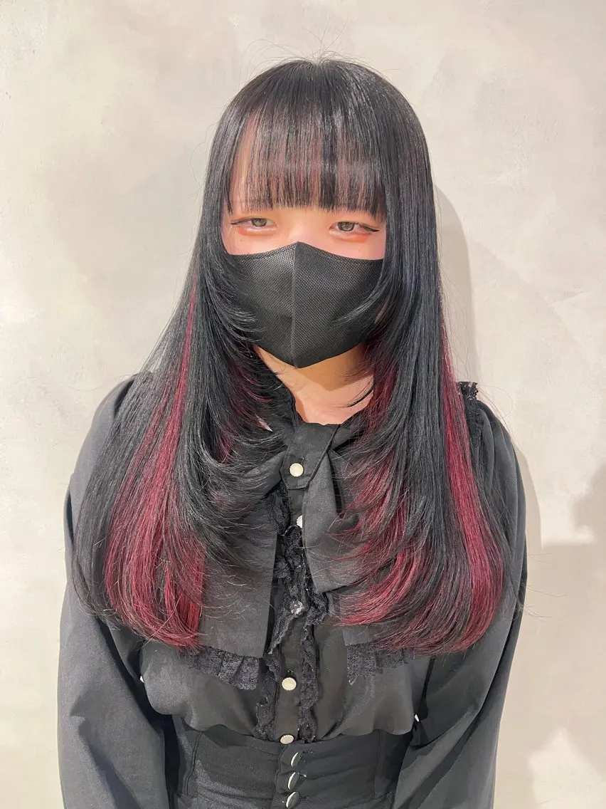 ロング 顔まわりレイヤー レイヤーカット カット ヘアカラー 渋谷ハイトーン/ デザインカラー阿部のヘアスタイル