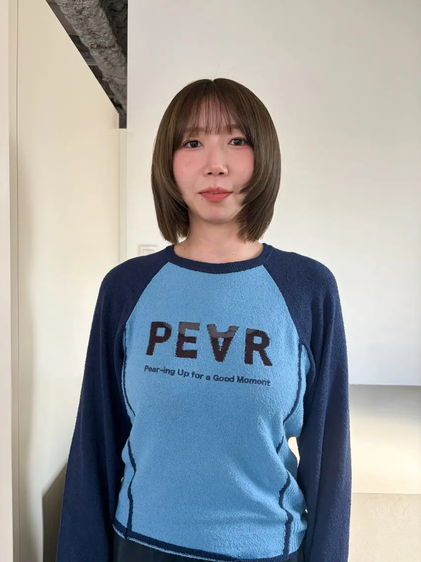 ミディアム カラー ボブレイヤー ベージュカラー オリーブベージュ ボブ レイヤーカット カット ヘアカラー トリートメント Takuma Suzuki中目黒のヘアスタイル