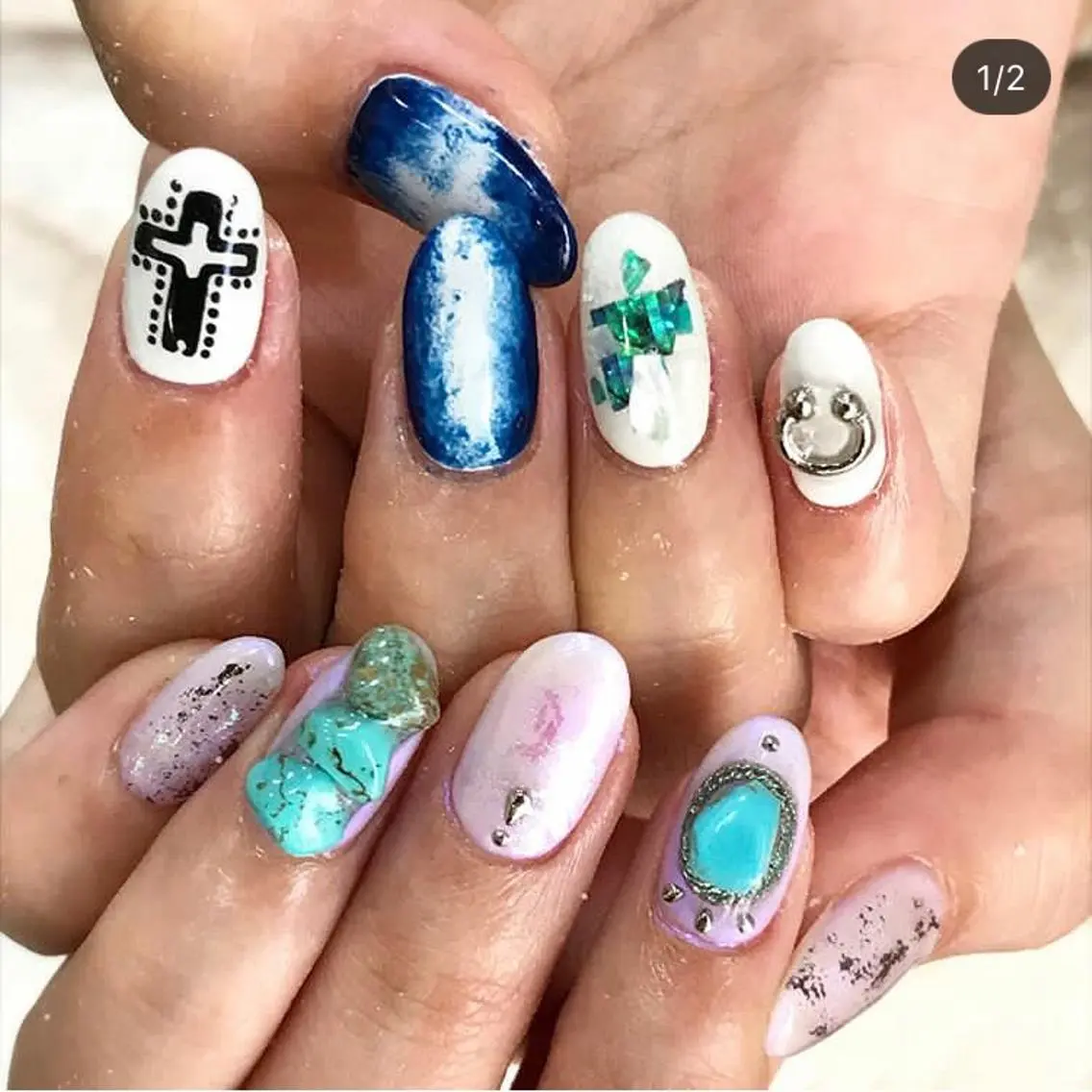 ネイル 渋谷/チップ長さ出し 👑アプレgel-xのネイルデザイン