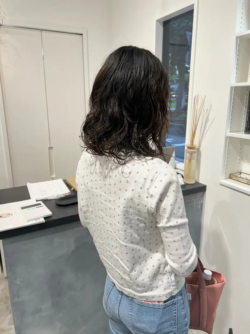 ミディアム パーマ カット パーマ 黒阪 なみのヘアスタイル