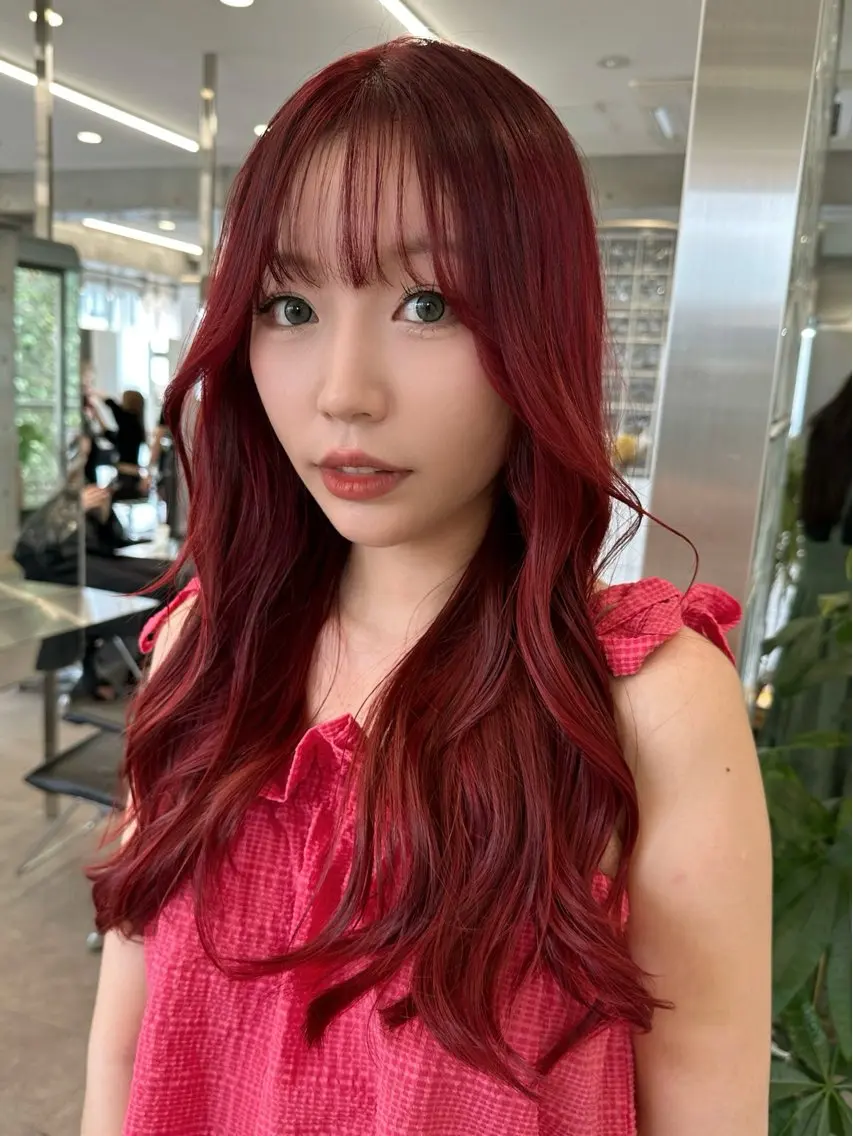 セミロング カラー ヘアカラー ブリーチなしダブル ブリーチカラー優海のヘアスタイル