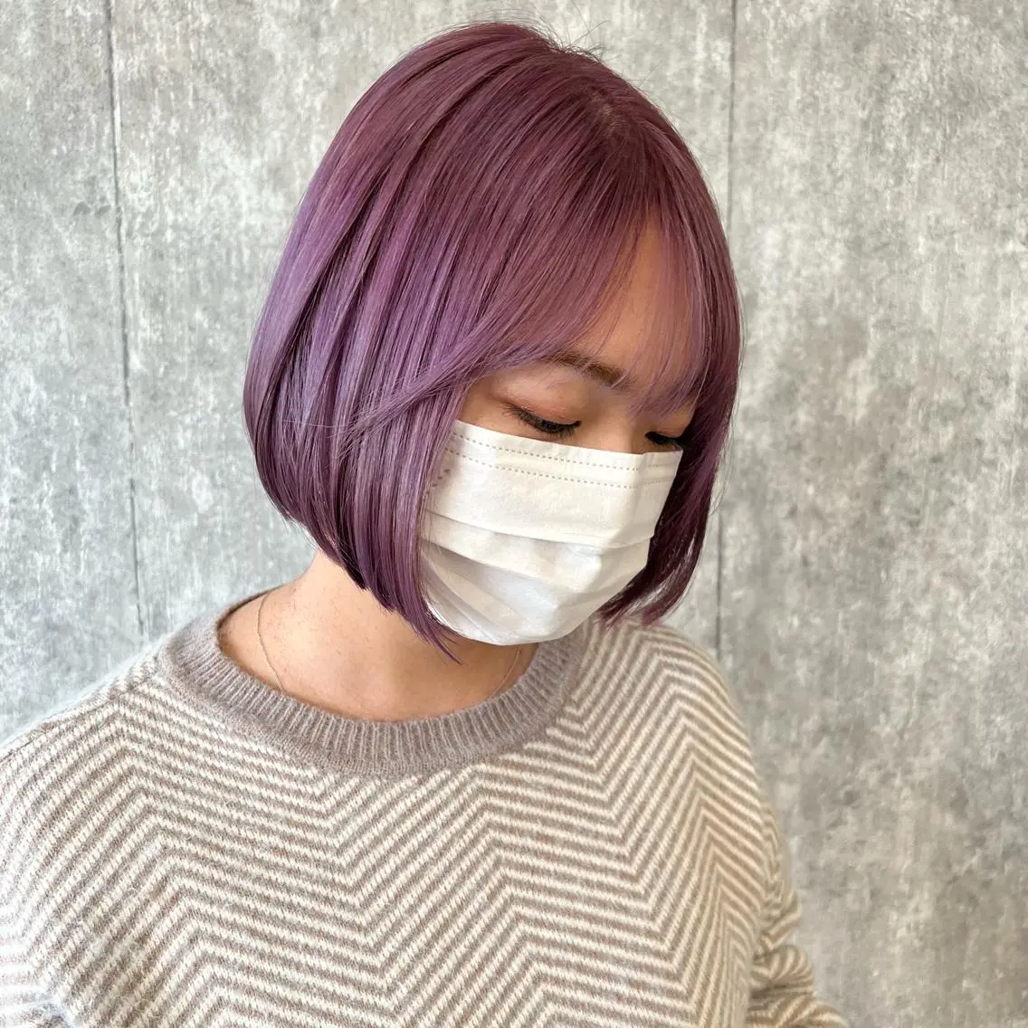 ショート カラー ヘアアレンジ ラベンダーカラー ピンクカラー ピンクラベンダー ボブ TIDEHAIR SHIHOのヘアスタイル