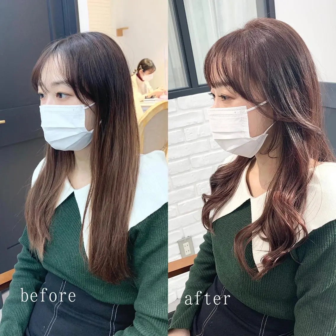 セミロング カラー パーマ ヘアアレンジ メンズ キッズ ネイル マツエク・マツパ アイブロウ ヘアカラー トリートメント 似合せレイヤー／ 柔らか透明感カラーのヘアスタイル