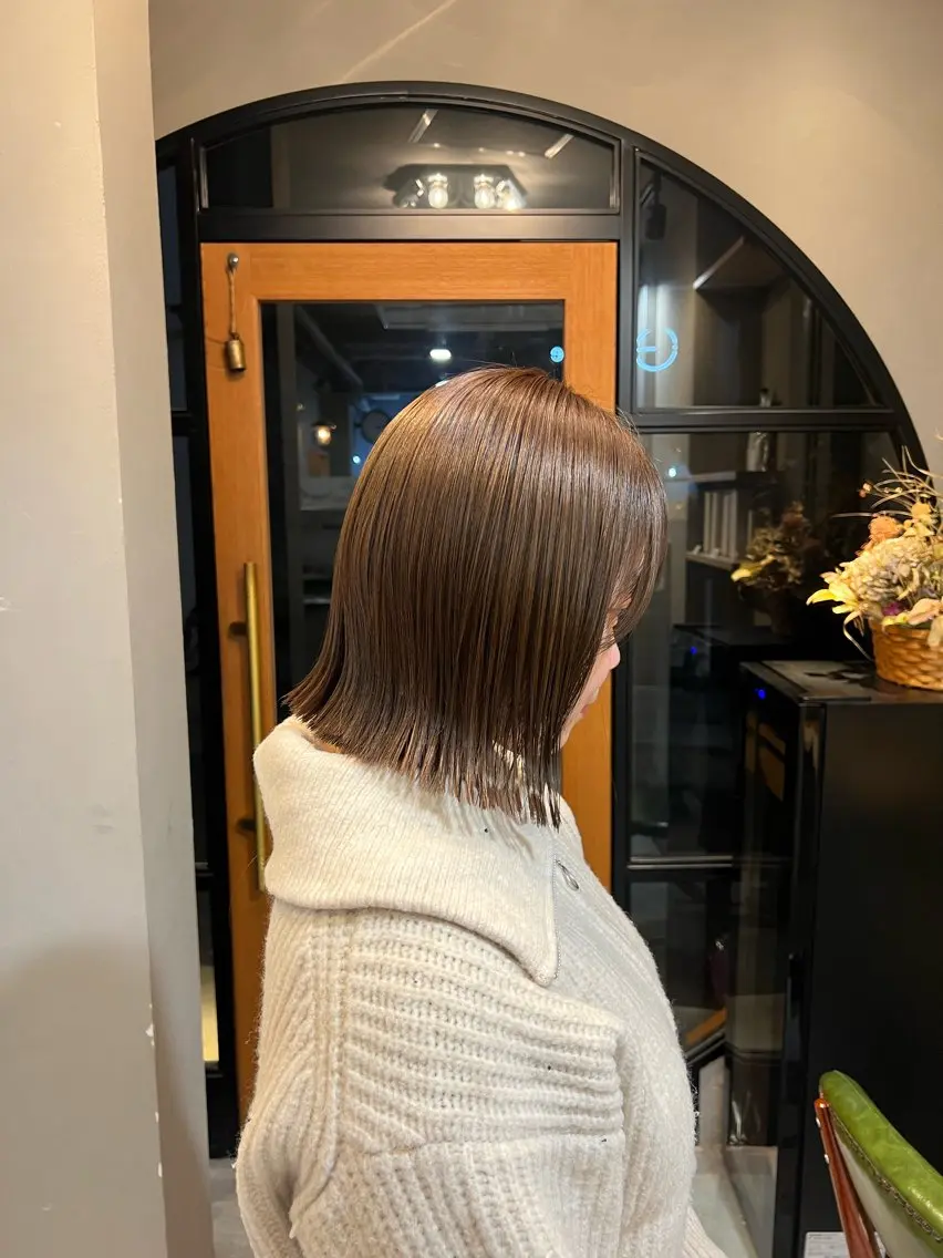 ショート カラー 切りっぱなしボブ ボブ 神戸ボブ✂️ ioe三宮/田 伸佳のヘアスタイル
